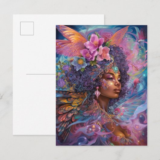 Afrikaanse zwarte godin koningin Fantasy Art P Briefkaart (Voorkant / Achterkant)