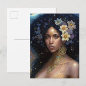 Afrikaanse zwarte godin koningin Fantasy Art P Briefkaart (Voorkant / Achterkant)