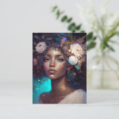 Afrikaanse zwarte godin koningin Fantasy Art P Briefkaart (Staand voorkant)