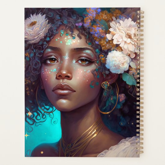 Afrikaanse zwarte godin koningin Fantasy Art P Planner (Achterkant)