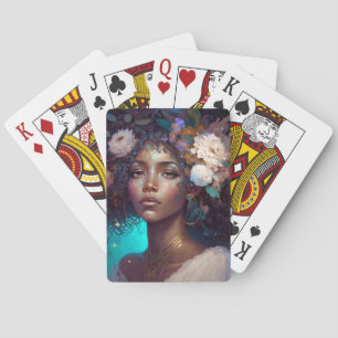 Afrikaanse zwarte godin koningin Fantasy Art P Pokerkaarten