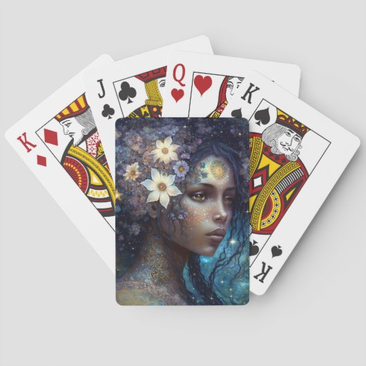 Afrikaanse zwarte godin koningin Fantasy Art P Pokerkaarten (Achterkant)