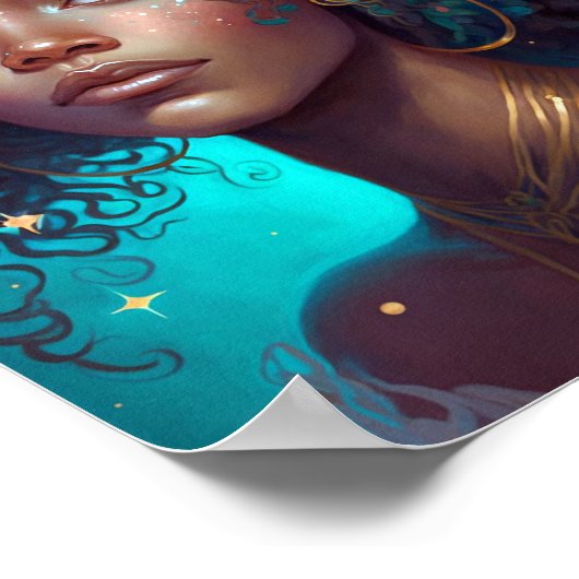 Afrikaanse zwarte godin koningin Fantasy Art P Poster (Hoek)