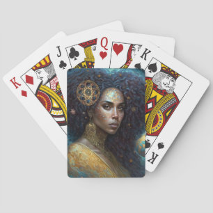 Afrikaanse zwarte godin koningin Fantasy Art Pokerkaarten