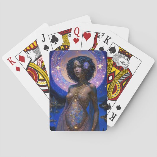 Afrikaanse zwarte godin koningin Fantasy Art Pokerkaarten (Achterkant)