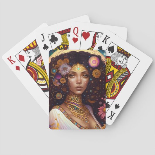 Afrikaanse zwarte godin koningin Fantasy Art Pokerkaarten (Achterkant)