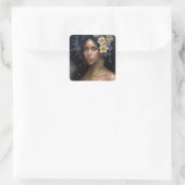 Afrikaanse zwarte godin koningin Fantasy Art S Vierkante Sticker (Tas)