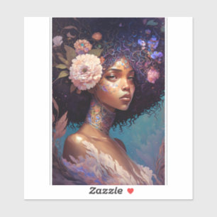 Afrikaanse zwarte godin koningin Fantasy Art Sticker