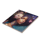 Afrikaanse zwarte godin koningin Fantasy Art Tegeltje (Zijkant)