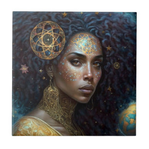 Afrikaanse zwarte godin koningin Fantasy Art Tegeltje