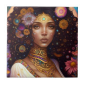 Afrikaanse zwarte godin koningin Fantasy Art Tegeltje (Voorkant)