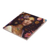 Afrikaanse zwarte godin koningin Fantasy Art Tegeltje (Zijkant)