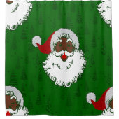 Afrikaanse Zwarte Kerstman Kerstbomen Groen Douchegordijn (Voorkant)