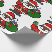 afrikaanse zwarte kerstman xmas cadeaupapier (Hoek)