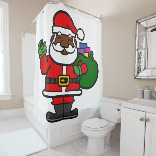 afrikaanse zwarte kerstman xmas douchegordijn (In situ)