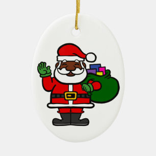 afrikaanse zwarte kerstman xmas keramisch ornament