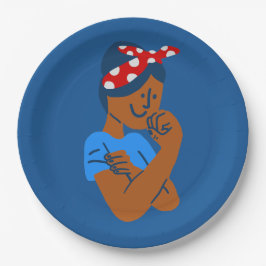 Afrikaanse zwarte rosie the riveter rockabilly ret papieren bordje