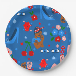 Afrikaanse zwarte rosie the riveter rockabilly whi papieren bordje
