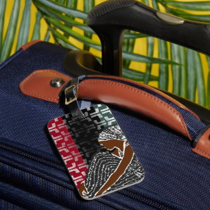 Afrikaanse zwarte vrouw met erfgoed hoofd wrap bagagelabel