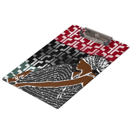 Afrikaanse zwarte vrouw met erfgoed hoofd wrap klembord (Gekanteld)