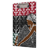 Afrikaanse zwarte vrouw met erfgoed hoofd wrap klembord (Links)