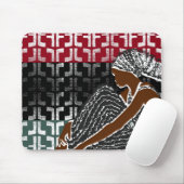 Afrikaanse zwarte vrouw met erfgoed hoofd wrap muismat (Met muis)