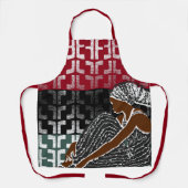 Afrikaanse zwarte vrouw met erfgoed hoofd wrap schort (Voorkant)