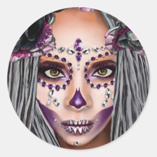 Afrikaanse zwarte vrouw voodoo priesteres fantasie ronde sticker