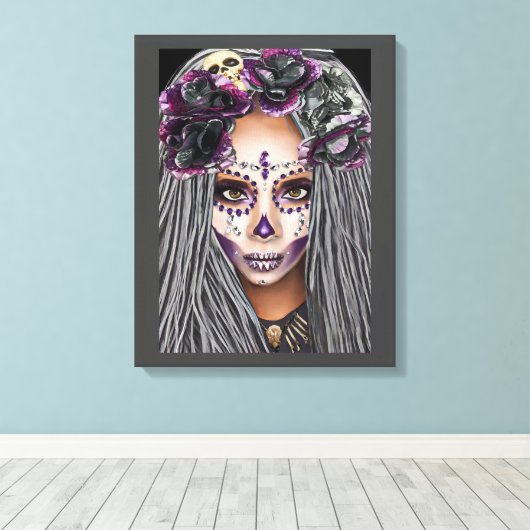 Afrikaanse zwarte vrouw Voodoo Priestsess Fantasy  Canvas Afdruk (Insitu (Houten vloer))
