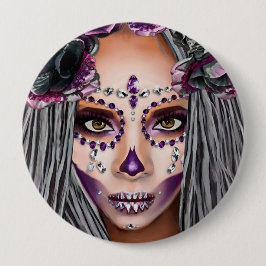 Afrikaanse zwarte vrouw Voodoo Priestsess Fantasy  Ronde Button 4,0 Cm