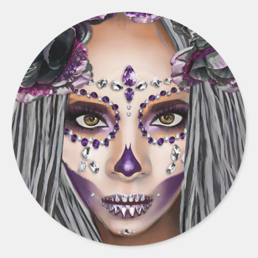 Afrikaanse zwarte vrouw Voodoo Priestsess Fantasy  Ronde Sticker (Voorkant)