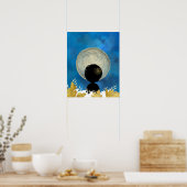 Afrikaanse zwarte vrouw voor de maan muurkunst poster (Keuken)