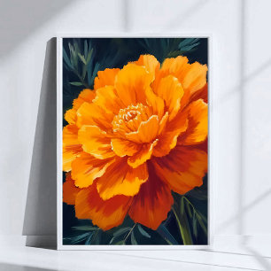 Afrikaantje Bloem Waterverf Florale Geschilderd Poster