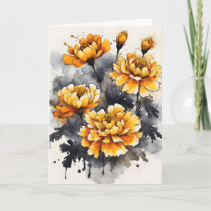 Afrikaantje - Watercolor bloemen Kaart