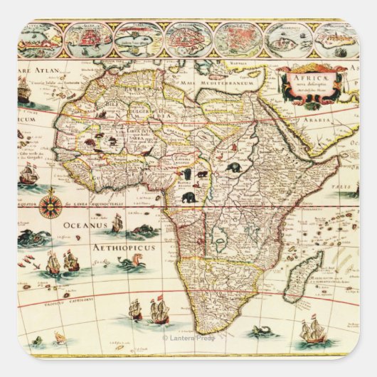 AfrikaPanoramische KaartAfrika 2 Vierkante Sticker (Voorkant)