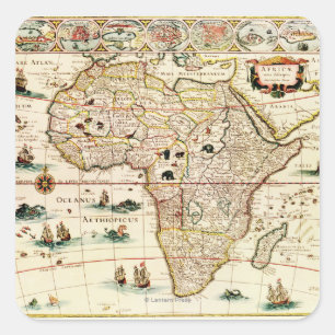 AfrikaPanoramische KaartAfrika 2 Vierkante Sticker