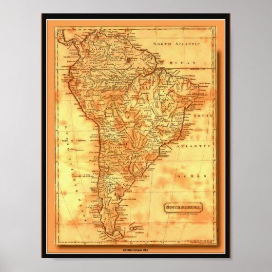 AfriMex Urbano Old Wereldkaart South America Poste Poster (Voorkant)
