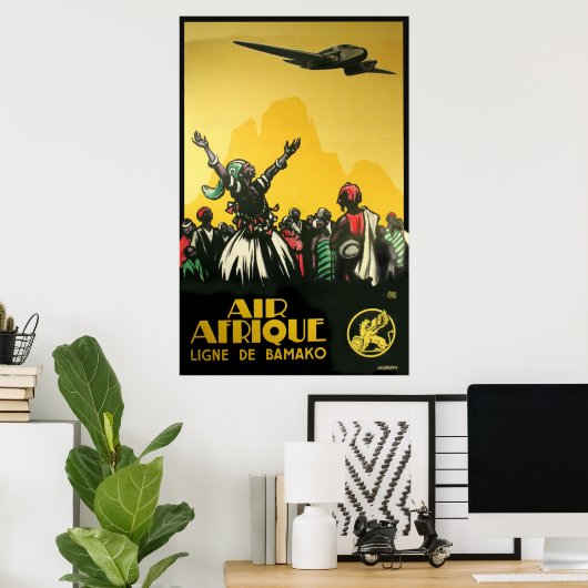 Afrique Airlines Vintage Travel Art poster (Thuiskantoor)