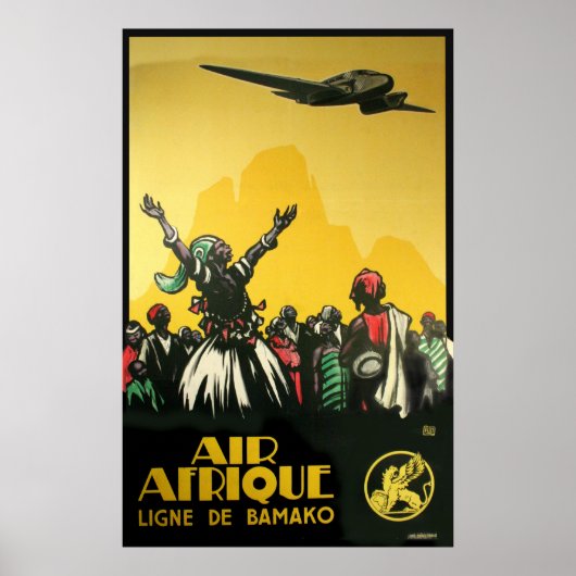 Afrique Airlines Vintage Travel Art poster (Voorkant)