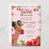 Afro Aardbei Baby shower Invitation African Ame Kaart (Voorkant)