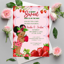 Afro Aardbei Baby shower Invitation African Ame