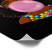 Afro African American Black Woman Ribbon Autisme Poster (Hoek)