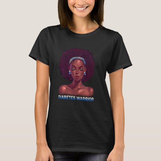 Afro African American Black Woman T1d Diabetes War T-shirt (Voorkant)