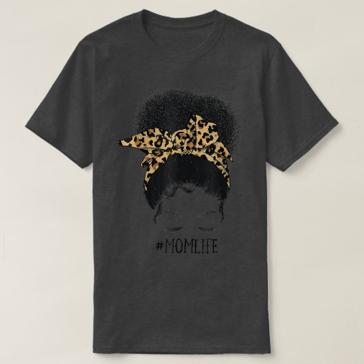 Afro African American Moederdag Leopard Black Mo T-shirt (Design voorkant)