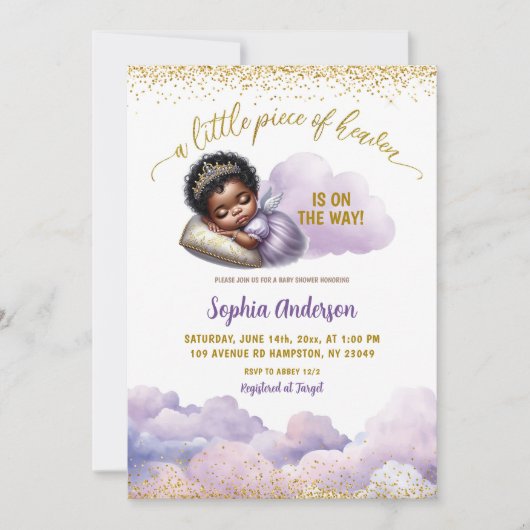 Afro-Afrikaans meisje Paarse kleine engel Baby sho Kaart (Voorkant)