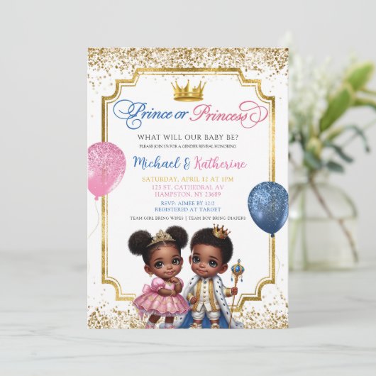 Afro-Afrikaanse prins of prinses onthult geslacht Kaart (Staand voorkant)