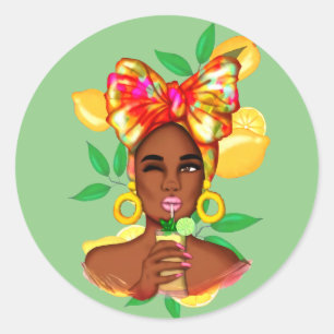 Afro Afrikaanse vrouwen Ronde Sticker