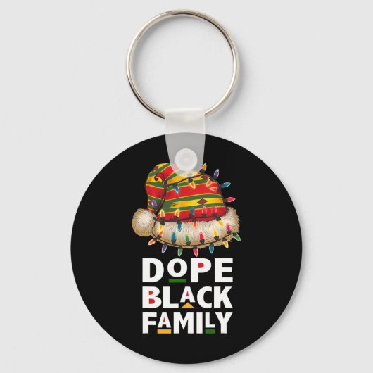 Afro-Afrikaanse zwarte familie Afro Team Santa Mat Sleutelhanger (Voorkant)