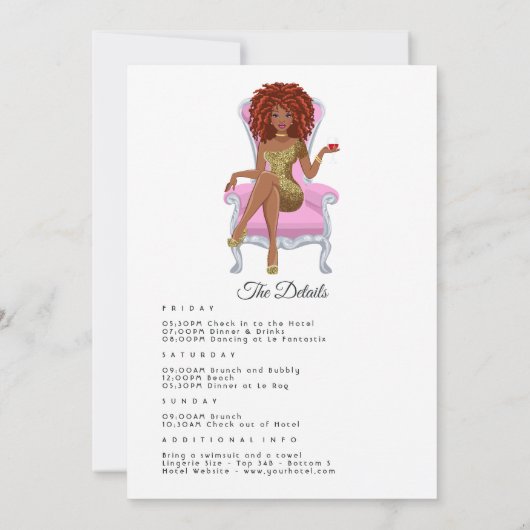 Afro Afro-Amerikaanse Koningin Bachelorette Weeken Kaart (Achterkant)