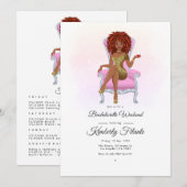 Afro Afro-Amerikaanse Koningin Bachelorette Weeken Kaart (Voorkant / Achterkant)